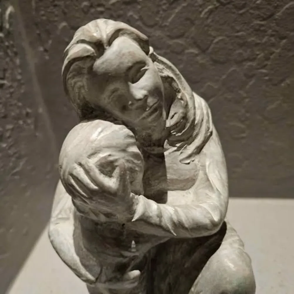 Isabel Bloom 'Comfort' Signed Mother and Child Kneeling Sculpture